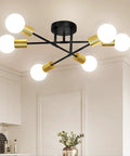 Dope Adjustable Gold Sputnik Chandelier with 6 Lights in modern kitchen setting