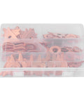 Dent Puller Ring Set For Auto Body Repair, 110 Piece Triangular And Round Pullers, Iron Copper Plated, Durable Sheet Metal Welding Kit For Car Body Panels And Bodywork in plastic case