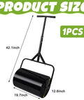 Heavy Duty Lawn Roller For Push Or Tow, Water And Sand Filled Garden Drum Roller, Durable Iron Frame, Dimensions: 42.1 x 19.7 x 12.6 inches