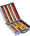 Professional 100 Pack Of Quarter Inch Shank Tungsten Carbide Router Bits For Woodworking Engraving Milling Cutters displayed in case.