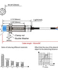 Diagram showing Capacitive Proximity Sensor Switch For Dielectric Objects 18mm M18 Body LJC18A3 dimensions and specifications.