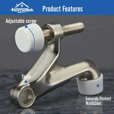 Adjustable Hinge Pin Door Stopper Save Your Floors With No Sweat Setup Heavy Duty Satin Nickel Finish featuring adjustable screw.