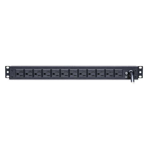 Front view of Rackbar Rackmount Surge Protector with 18 outlets, 3600 Joules of power protection, 1U mount, 15 foot cord, 120V 15A