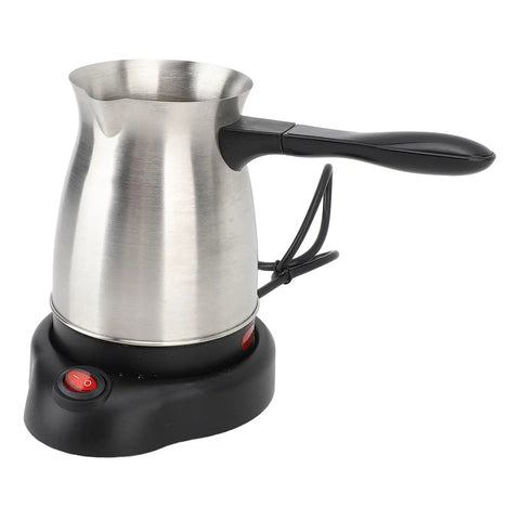 Turkish Coffee Maker 600ML Stainless Steel Electric Kettle With Anti Scald Handle and US Plug on a black base