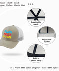 Apricot Mesh Baseball Hat For Men And Women Cool Bugs Trucker Cap with breathable mesh and adjustable buckle