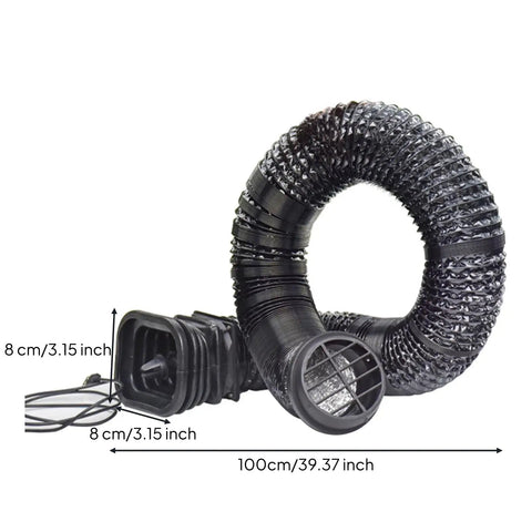 Heavy Duty Flexible Air Duct Hose With Solid Grille Cover Is Truly Rad For Camper Rigs And Adventure Vehicles A Compact Corrugated Ventilation Setup That Comes With One Meter Tube Plus Secure Air Outlet To Keep Nasty Dust Away From Your Gear. black 100cm hose with 8cm grille cover