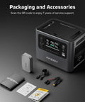 2400W Portable Power Station With 2048Wh LiFePO4 Battery And Peak 4800W, accessories including cables and manual