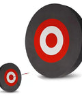 9 Inch Round EVA Foam Archery Target For Backyard Practice showing red and white bullseye design with arrow impact