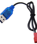 3.7V 400mA 1S Li Ion USB Charging Cable With Red JST Plug For Huina 1337 And 1338 RC Construction Trucks Built In Overcharge Protection
