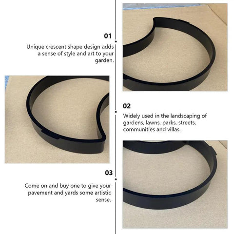 Crescent Moon Patio Molds Set For DIY Walkways, 3 Pcs Concrete Stepping Stone Molds For Garden Paths in black ABS plastic.