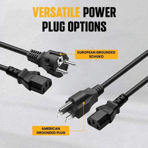 Versatile power plug options of Beefy 450 Watt Voltage Transformer Step Up Down Converter 110 120V To 220 240V with EU and US plugs.