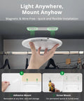 Installing 4 Pack Rechargeable Battery Operated Ceiling Light With Motion Sensor And Remote in a closet, magnetic mount shown