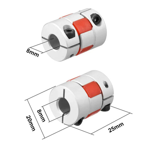 Two Pack 8mm To 8mm Shaft Couplings Flexible Servo Stepped Motor Joint With Damping For Misalignment And Vibration Reduction
