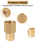 1/8 BSPT Male To 1/8-27 NPT Female Brass Thread Adapter For Pressure Gauge Sensor 2 Pack, showing durable corrosion-proof details.