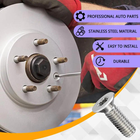 Eight Pack Stainless Steel Brake Rotor Screws For Cars And Trucks Hella Tough Rust Resistant Caliper Fixing Bolts installation on brake rotor.
