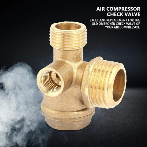 Three Port Air Compressor Check Valve With Male And Female Threads Brass Pneumatic Valve For Quick Connects Replaces Worn Valves In Tanks And Piston Pumps