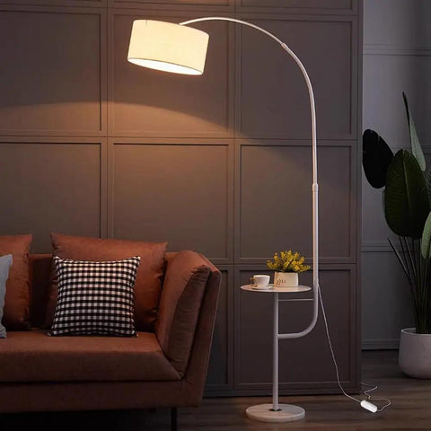 Living room with floor lamp using Full Range Inline Dimmer Switch For Dimmable LEDs And Incandescents, No Fuss Rotary Lamp Dimmer
