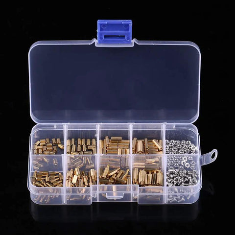 M2 M3 Hex Standoff Kit For Electronic Projects DIY Repair Includes Brass Screws Nuts And 304 Stainless Spacers Assorted PCB Spacers And Mount Hardware For Makers And Hobbyists in organizer box