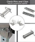 Beefed Up Heavy Duty Stainless Steel Clevis And Clip Kit With Organizer Box 122 Pcs Fastener Set shown with clevis pins and clips