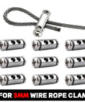 20 Pack Adjustable Wire Rope Clips For 2mm And 3mm Ropes, Double Hole Cable Clamps With Thread Locker Screws shown in a set