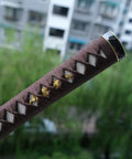 Katana Tsuka Handle For Japanese Sword With 10.2 Inches Alloy Copper Iron Fittings And Genuine Samegawa Ray Skin Wrapping close-up