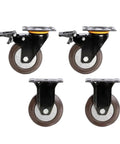 Heavy Duty 4 Inch Brake Casters With Flat Rubber Silent Wheels For Trolleys And Carts Quiet Rolling And Floor Safe Built Tough, 4 Pack