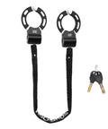 Heavy Duty 23.4 Inch Square Chain Bike And Scooter Lock With Key Copper Keys Nylon Cover ABS Body Zinc Alloy Core A3 Chrome Plated Steel Chain Polypropylene Sleeve Durable Anti Theft For Street Campus And Commuter Use, black chain lock and keys