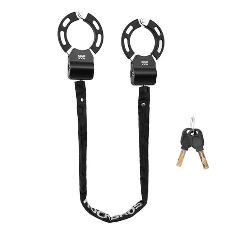 Heavy Duty 23.4 Inch Square Chain Bike And Scooter Lock With Key Copper Keys Nylon Cover ABS Body Zinc Alloy Core A3 Chrome Plated Steel Chain Polypropylene Sleeve Durable Anti Theft For Street Campus And Commuter Use, black chain lock and keys