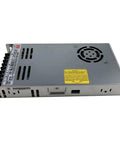 Workhorse 350W Single Output Switching Power Supply With Straight Up 12V 29A Delivery And Selectable Dual Voltage Input angle showing rear view with cooling fan.