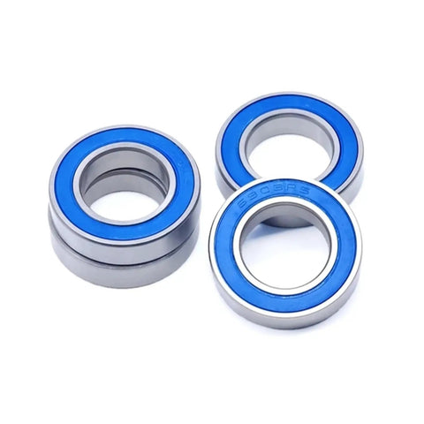 Top Tier 4 Pcs 6903RS Bearings For Bike Hubs Measure 17x30x7 Mm with blue seals and silver steel for smooth cycling performance.