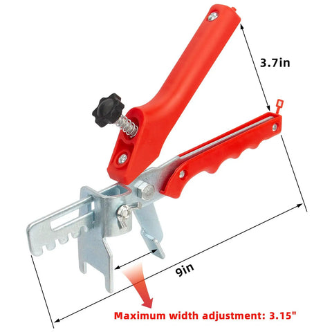 Tile Leveling System Kit With Plier And 1000 Spacers Clips And 200 Reusable Wedges For Ceramic Tile And Stone Installation 1/16 Inch Spacers DIY Friendly Pro Grade Fast Easy Setup And Professional Results, red plier with dimensions.