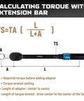 Diagram for calculating torque with extension bar for Hardworking SAE Torque Adapters 9 Piece Set for Wrenching.