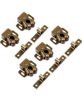 Sturdy 15 Piece Double Roller Cabinet Latch Kit With Integrated Screws For Easy Automatic Cupboard And Drawer Door Latching Secure Fitting For Kitchen Cabinets And Storage Units In Cool Modern Style, bronze latches with attached plates.