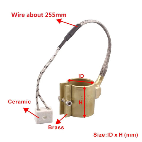 110V 250W Brass Band Heater 35mm By 45mm For Injection Molding Machines With Ceramic Wire Connection Safe Wiring Rust Resistant