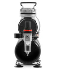 Front view of Quiet 1/5 HP Airbrush Compressor With Tank, Regulator, Gauge And Water Trap - Oil-Free, Portable Low-Noise Pump, Silver