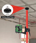 Telescoping Laser Level Pole With Tripod And Spring Loaded Base For Rotary And Line Lasers, Pro Grade, in-use in construction site