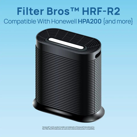 HRF-R2 HEPA Replacement Filter Twin Pack For Honeywell HPA200 Series Purifiers Captures Dust Pollen Smoke And Allergens Easy Snap