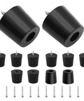 Heavy Duty Round Rubber Furniture Pads With Stainless Steel Mounting Screws Black Non Slip Table Leg Base 32X27X30Mm 12 Pack displayed with various sizes and screws.