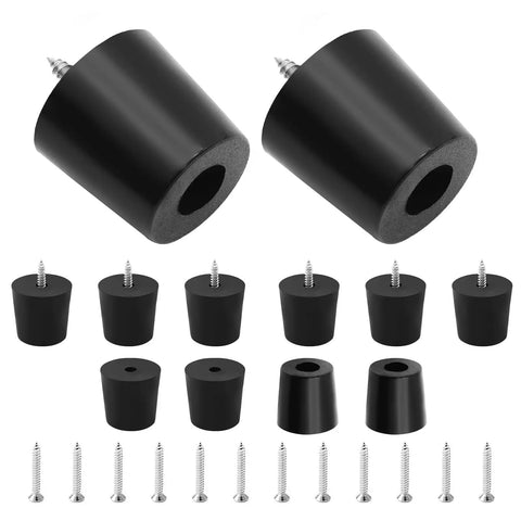 Heavy Duty Round Rubber Furniture Pads With Stainless Steel Mounting Screws Black Non Slip Table Leg Base 32X27X30Mm 12 Pack displayed with various sizes and screws.