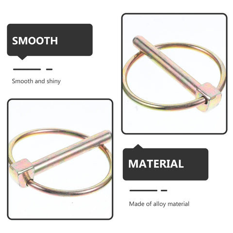 10 Pcs Zinc Plated Lynch Pins With Ring Heavy Duty Shaft Locking Pins Assortment Kit, smooth alloy material close-up