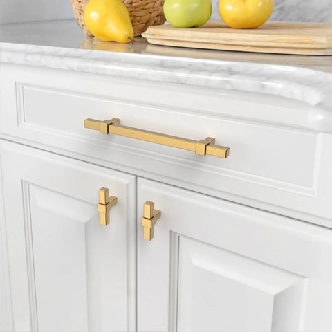 10 Pack 5 Inch Champagne Bronze Cabinet Pulls For Kitchen Cabinets And Drawers, Champagne Gold Hardware Handles, Model 4638 on cabinet