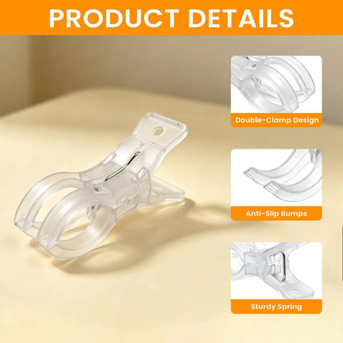 Balloon Arch Clips Kit With 100 Long Balloons 10 Clear Plastic Spring Clamps featuring double-clamp design and anti-slip bumps