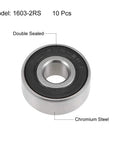 Heavy Duty Deep Groove Ball Bearings 1603-2RS Double Sealed Chrome Steel 5/16X7/8X11/32 Inch Pack Of 10 single bearing close-up
