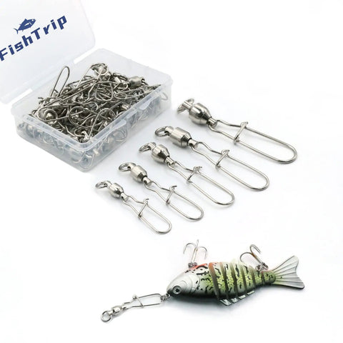 Duo Lock Ball Bearing Snap Swivels For Fishing Lures And Tackle, Easy Open Barrel Swivels, brass and stainless, size #1