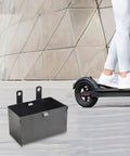 Heavy Duty Beefy Battery Storage Box For 50Cc 70Cc 110Cc 125Cc Atv Quad Dirt Bike Trail Riding Off Road Knockout Impact Protection Mount Case 4 8 X 2 76 Inches, black metal design, mounted beside electric scooter.