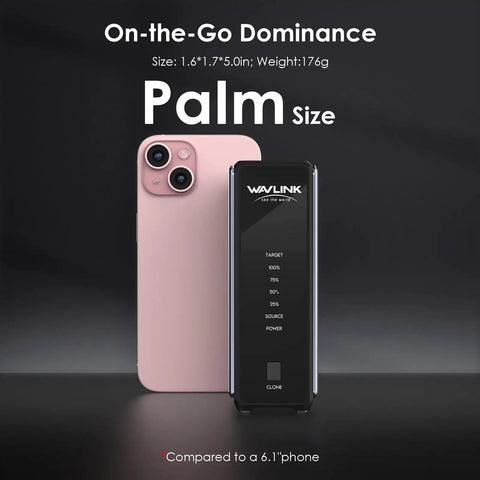 Tool Free Dual Nvme Usb4 Enclosure Packing Killer 40Gbps Transfer Speeds For M Key Ssd Drives, palm size with comparison to smartphone.