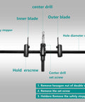 Seimneire adjustable hole saw circle cutter with center drill, black; adjustable diameter 1-3/16 in to 11-3/4 in for drywall/wood/plaster.