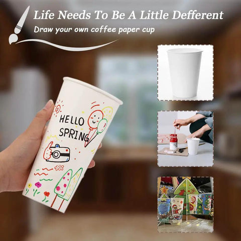 Hand holding 180 Pack 16 Oz Disposable Coffee Cups White Paper Cups For Hot Or Cold Beverages Water Juice Or Tea Sturdy Anti Leak