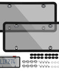 Gray Framed Bubble License Plate Cover Set 2 Pack Curved ABS Shield For 12x6 US Plates Weather Resistant with screws and caps
