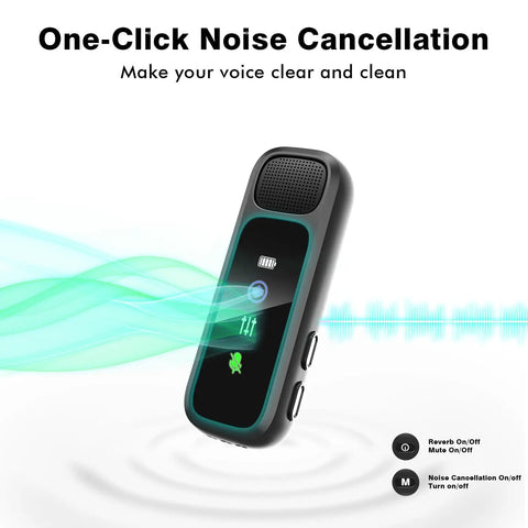 Wireless Lavalier Microphone For iPhone And Android with dual mini noise canceling mic showing noise cancellation feature